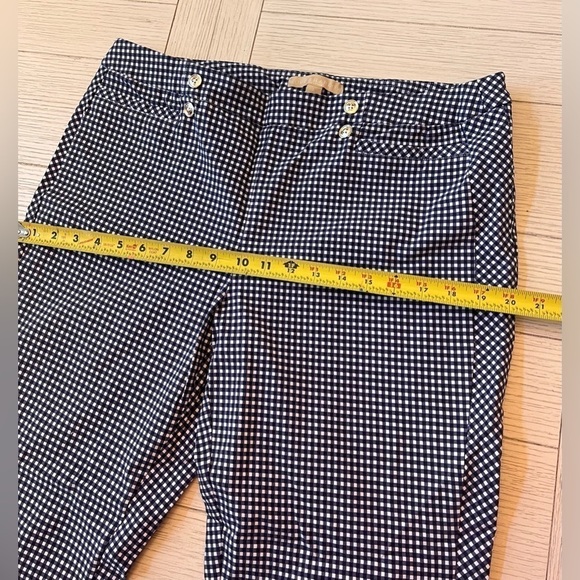Hope & Harlow blue and white checked print ankle pants. Elastic waist. Size L - Picture 4 of 10